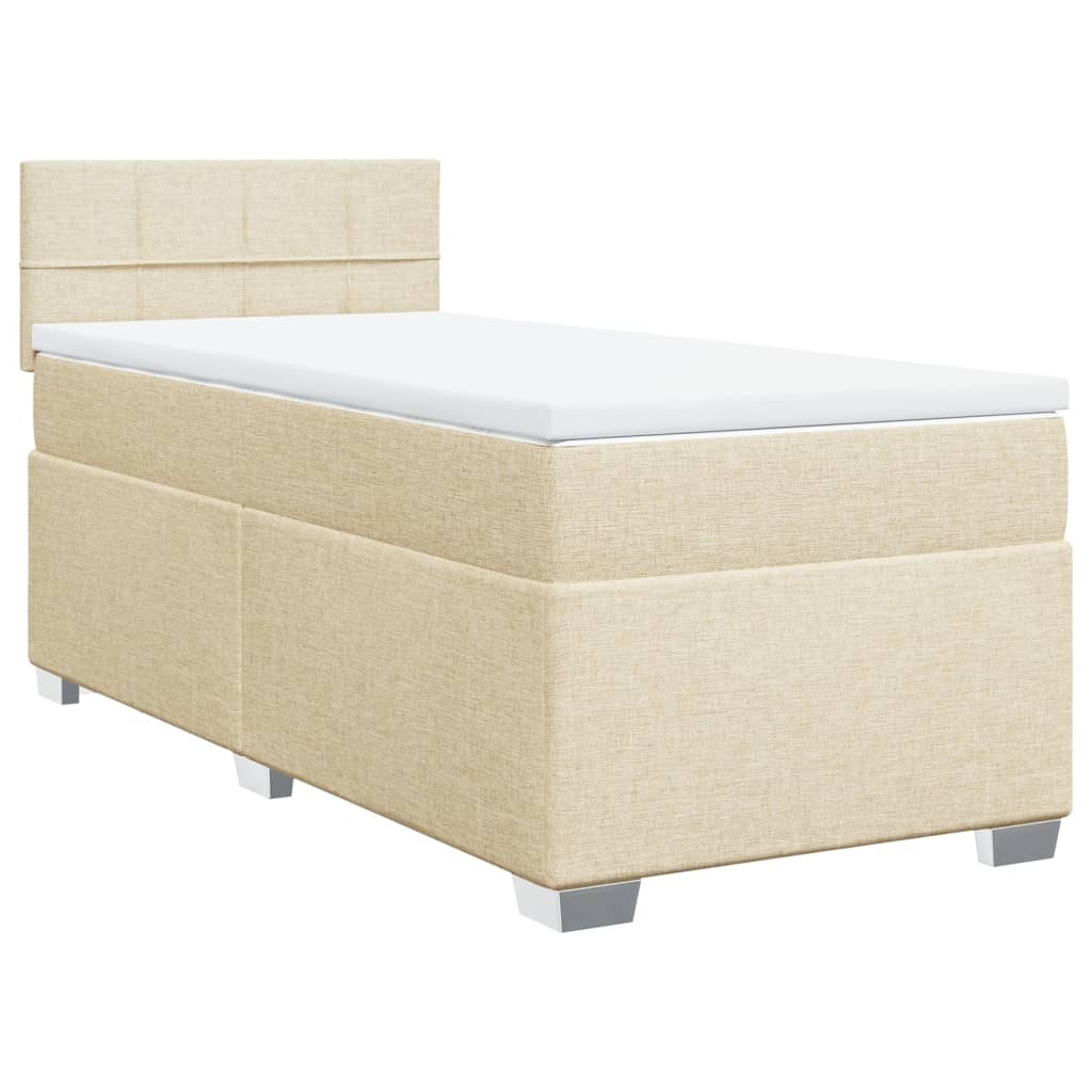 Boxspring met matras stof crèmekleurig 90x200 cm – afbeelding 3