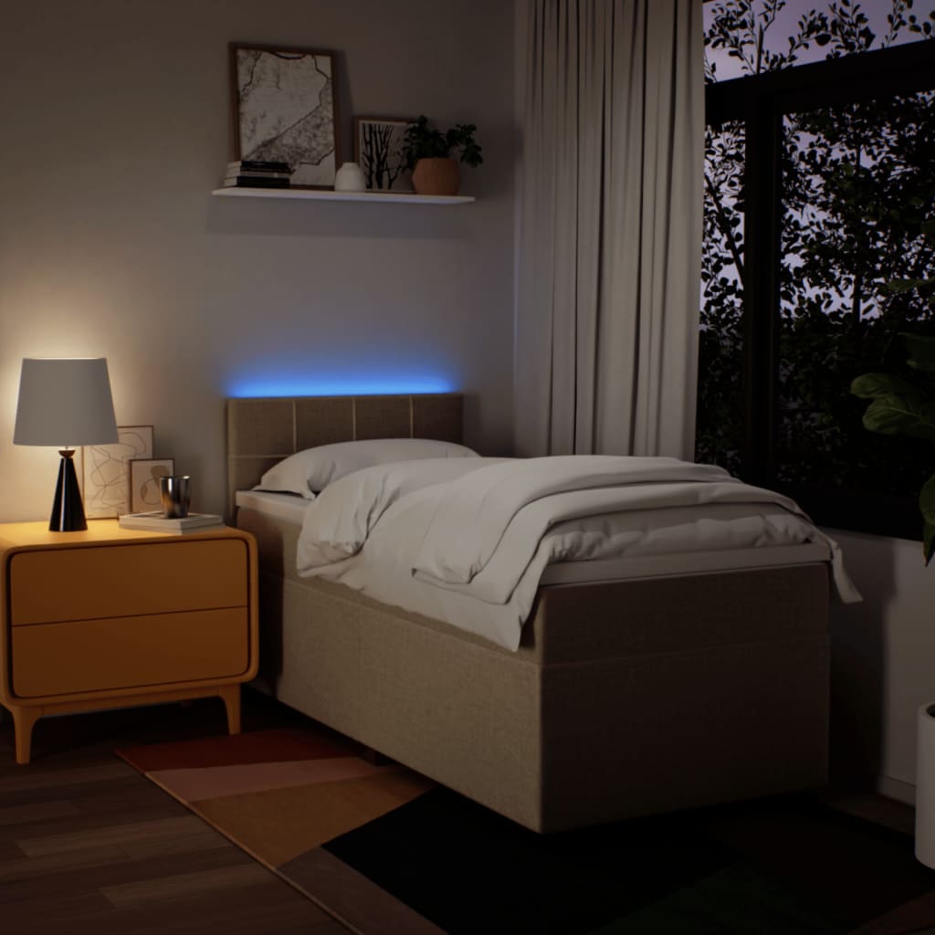 Boxspring met matras stof crèmekleurig 90x200 cm – afbeelding 5