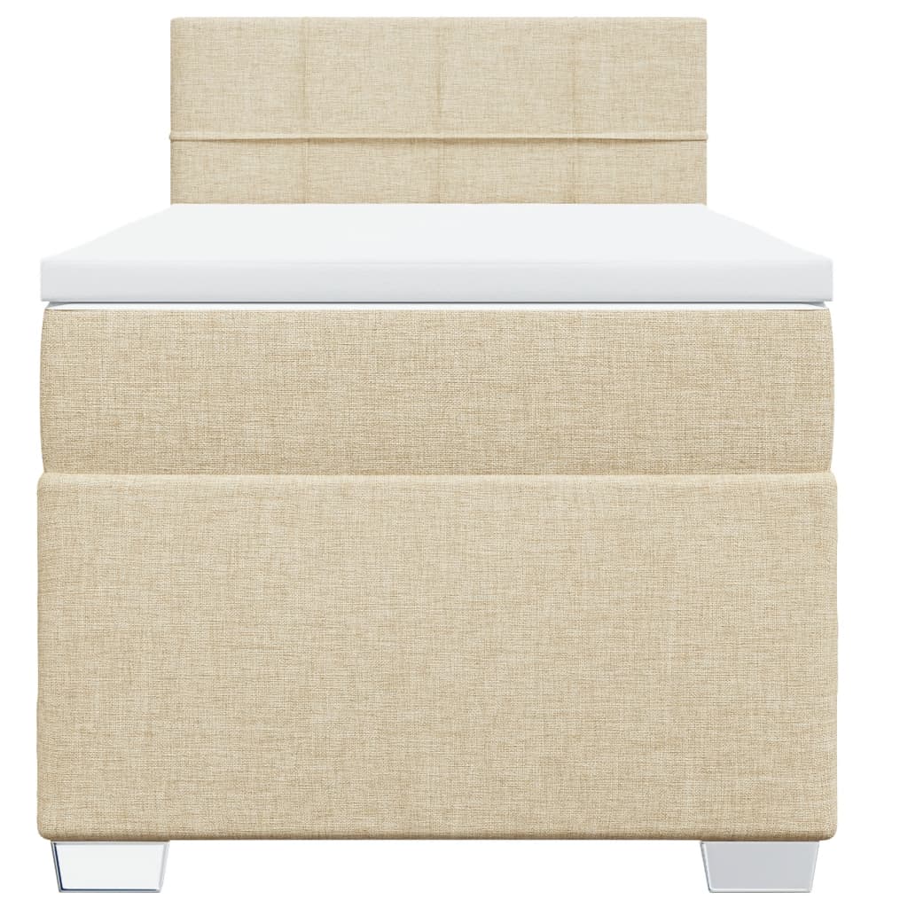 Boxspring met matras stof crèmekleurig 90x200 cm – afbeelding 6