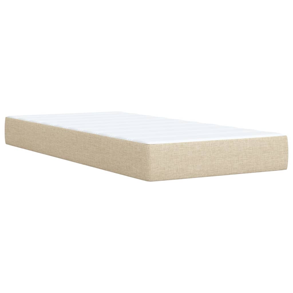 Boxspring met matras stof crèmekleurig 90x200 cm – afbeelding 9