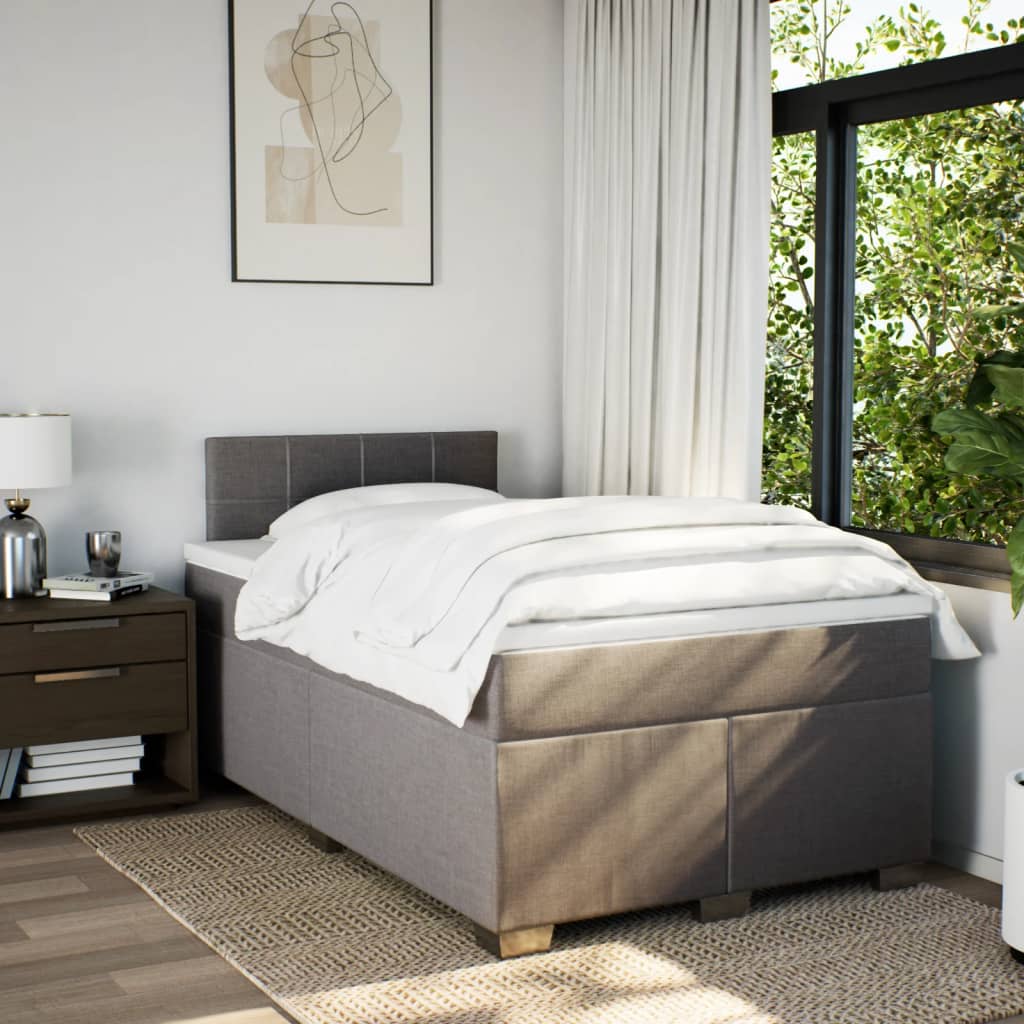 Boxspring met matras stof taupe 120x190 cm – afbeelding 4