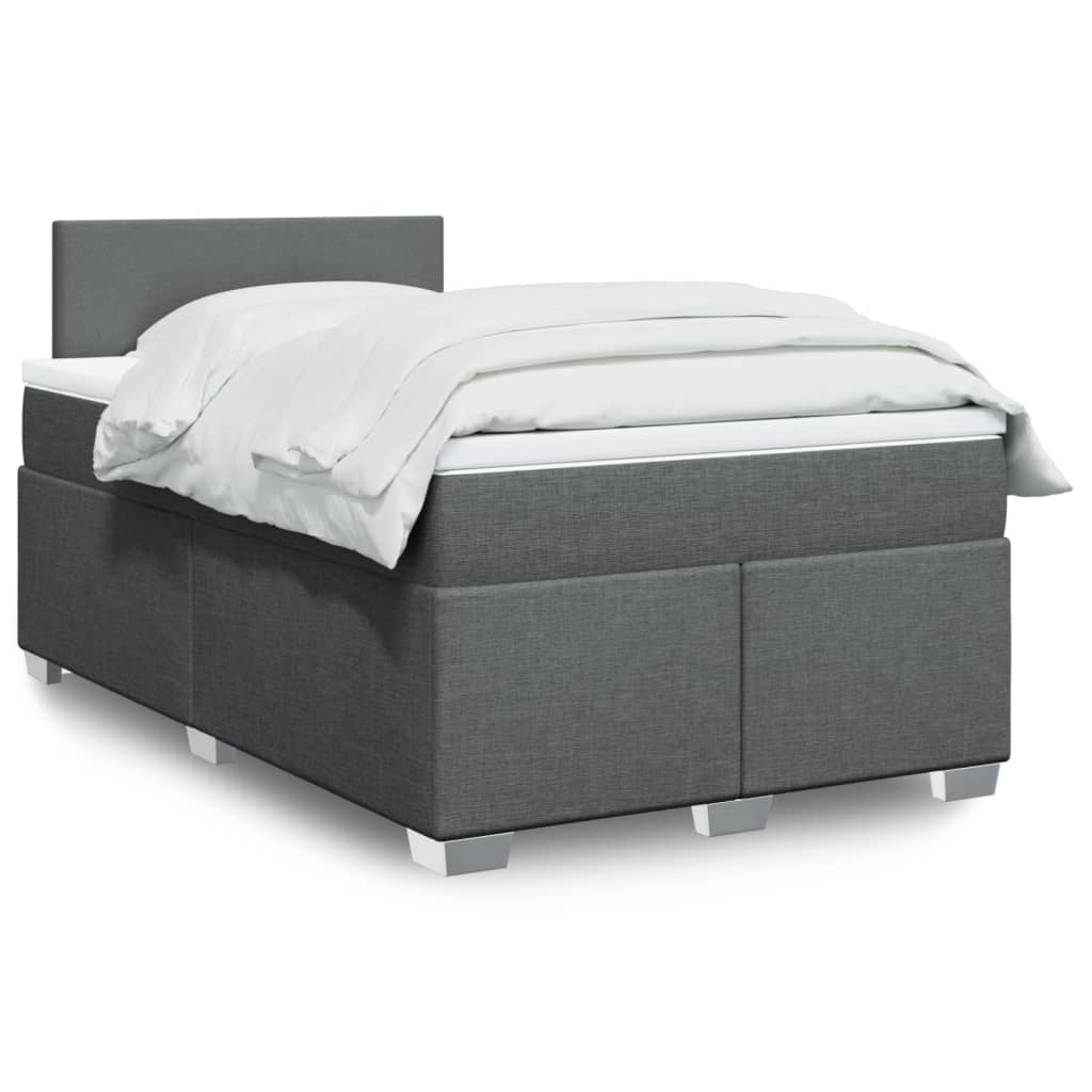 Boxspring met matras stof donkergrijs 120x200 cm – afbeelding 1