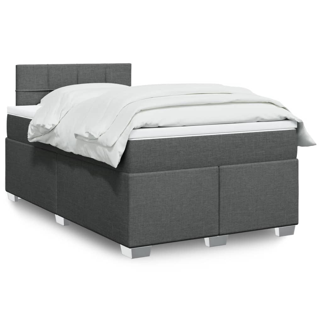 Boxspring met matras stof donkergrijs 120x200 cm – afbeelding 1