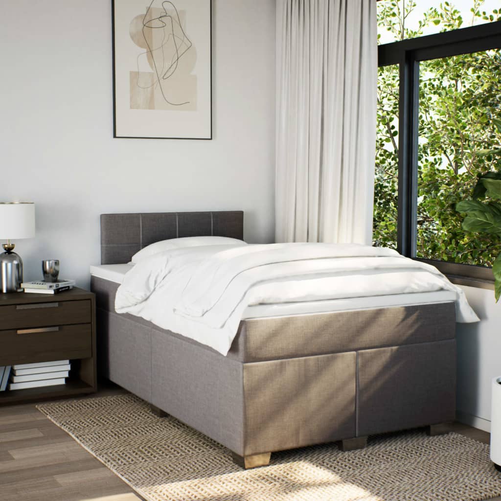 Boxspring met matras stof taupe 120x200 cm – afbeelding 4