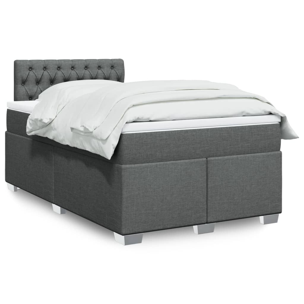 Boxspring met matras stof donkergrijs 120x200 cm – afbeelding 1