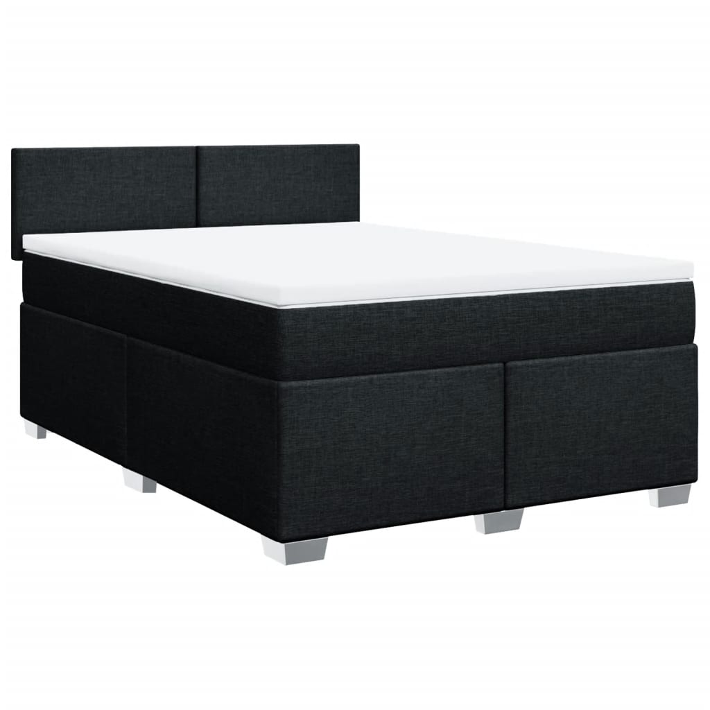 Boxspring met matras stof zwart 140x190 cm – afbeelding 3
