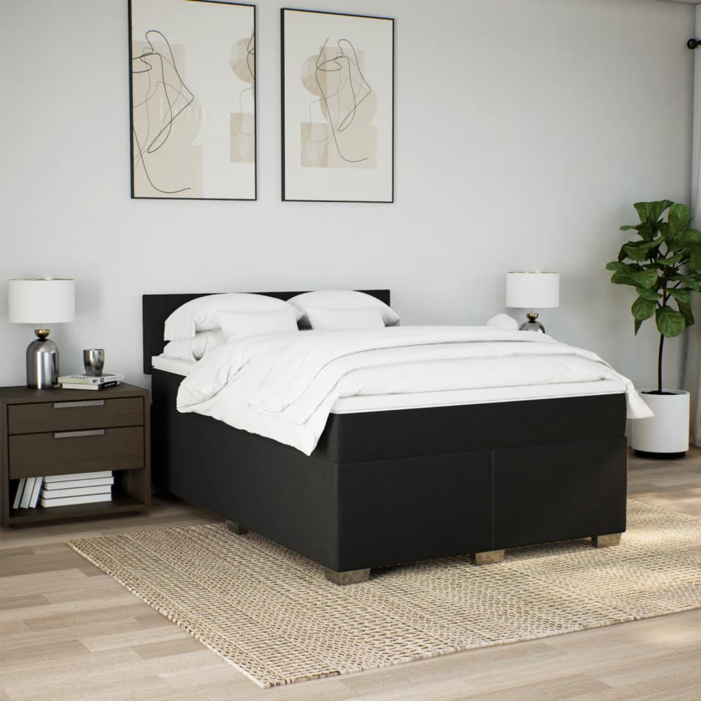 Boxspring met matras stof zwart 140x190 cm – afbeelding 4