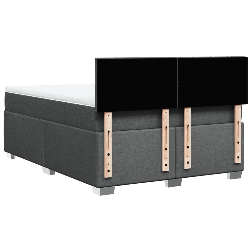 Boxspring met matras stof donkergrijs 140x190 cm – afbeelding 12