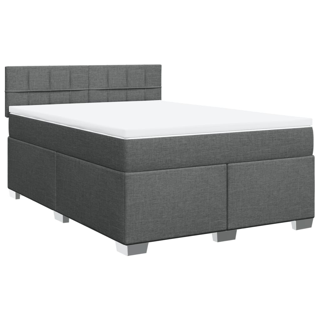 Boxspring met matras stof donkergrijs 140x190 cm – afbeelding 3