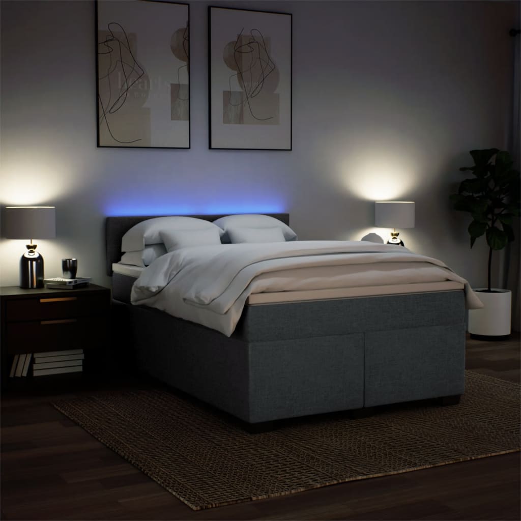Boxspring met matras stof donkergrijs 140x190 cm – afbeelding 5
