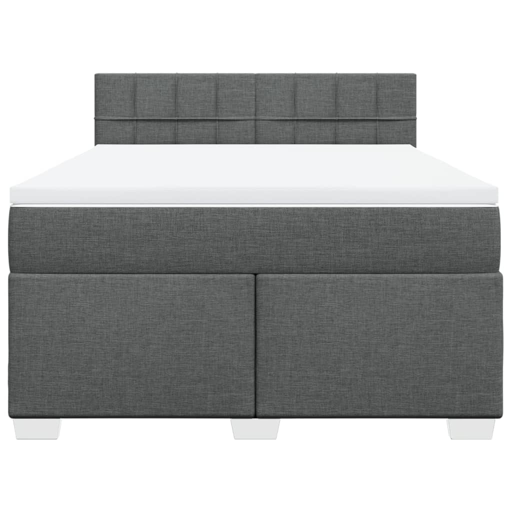 Boxspring met matras stof donkergrijs 140x190 cm – afbeelding 6
