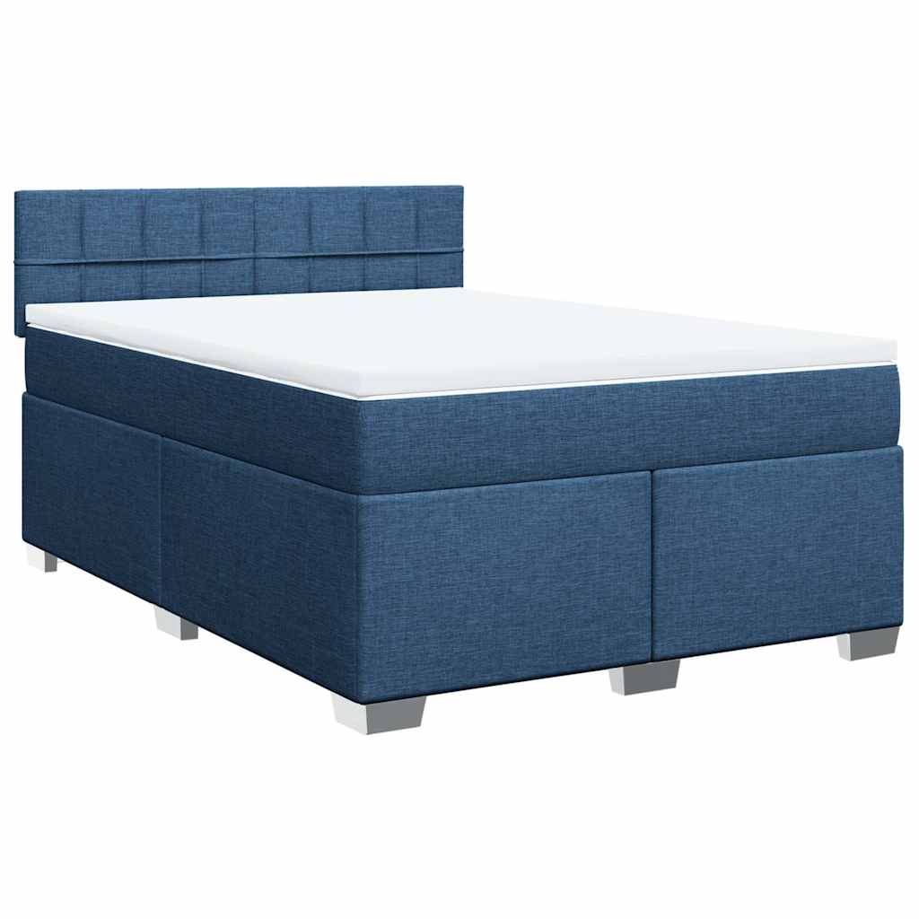 Boxspring met matras stof blauw 140x190 cm – afbeelding 3