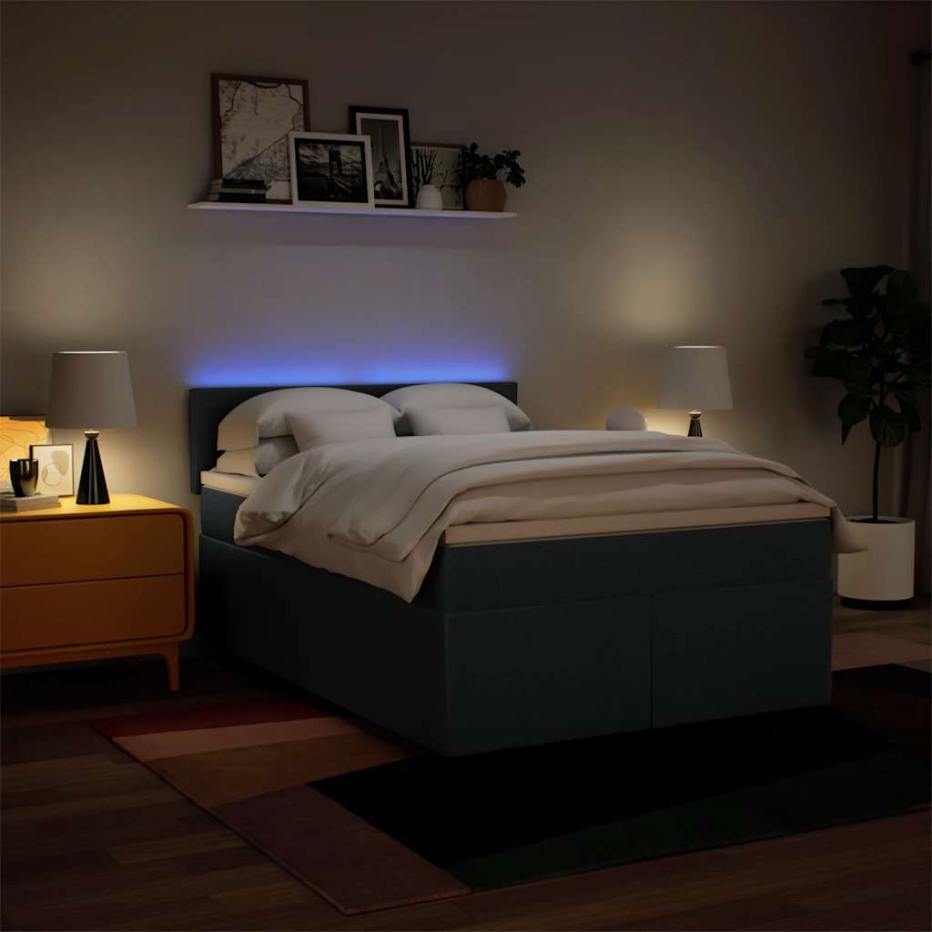 Boxspring met matras stof blauw 140x190 cm – afbeelding 5