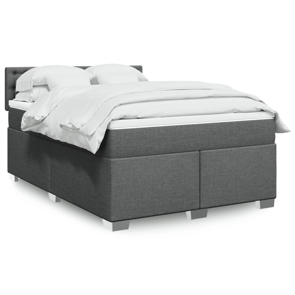 Boxspring met matras stof donkergrijs 140x190 cm – afbeelding 1