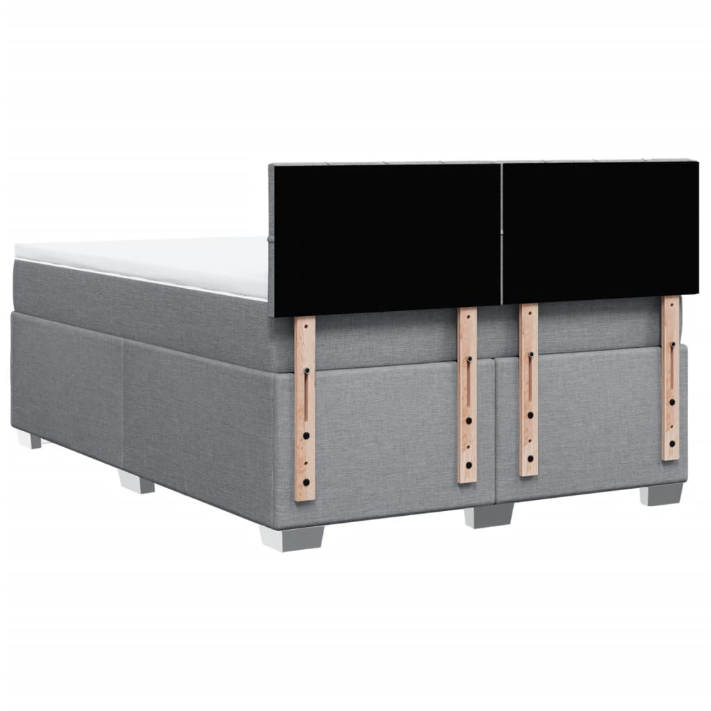 Boxspring met matras stof lichtgrijs 140x200 cm – afbeelding 12