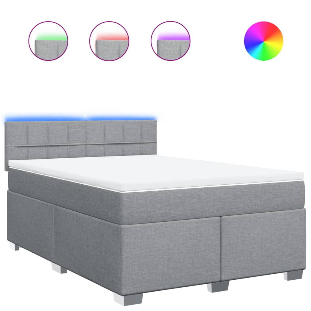 Boxspring met matras stof lichtgrijs 140x200 cm – afbeelding 2