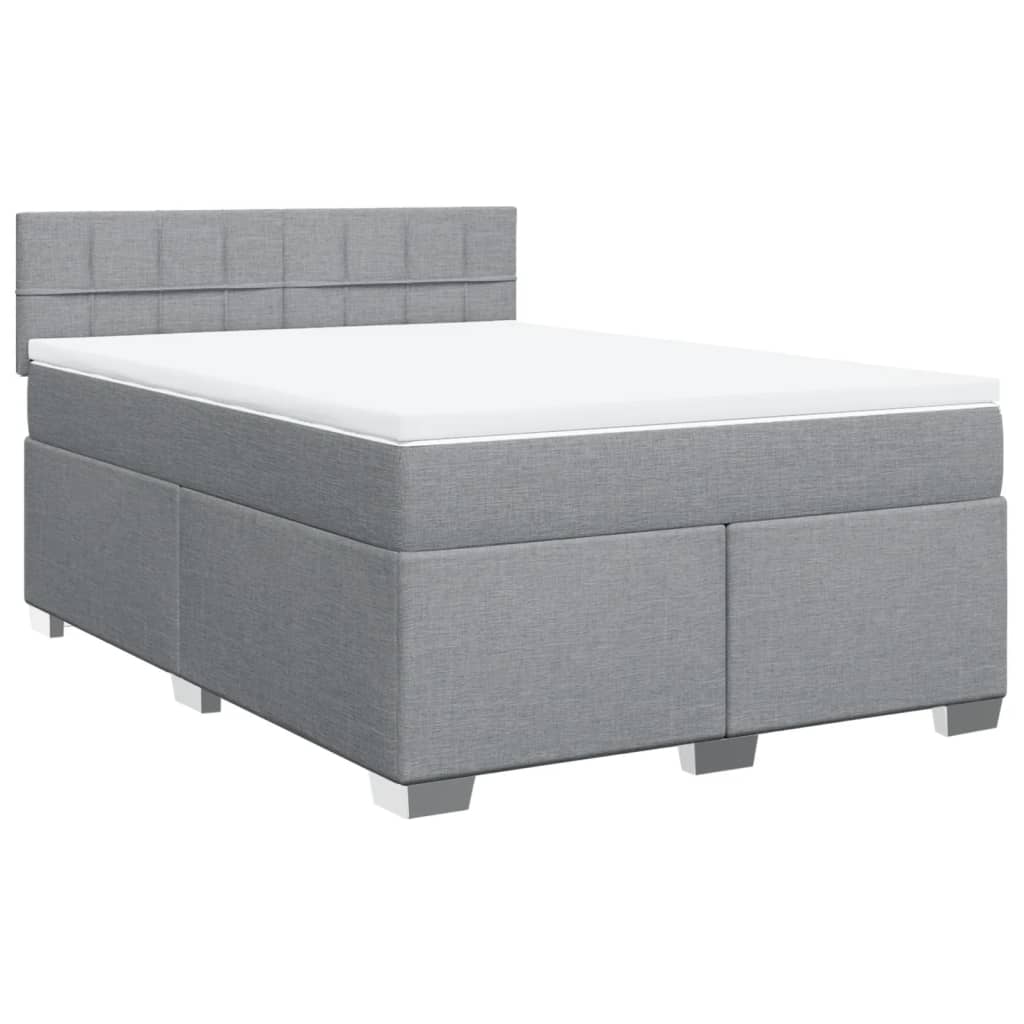 Boxspring met matras stof lichtgrijs 140x200 cm – afbeelding 3