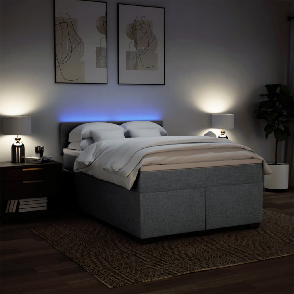 Boxspring met matras stof lichtgrijs 140x200 cm – afbeelding 5
