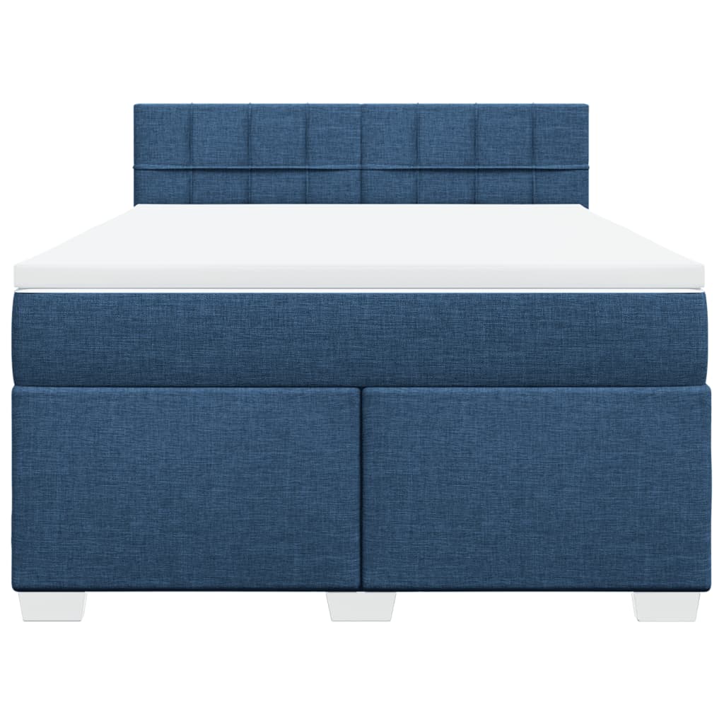 Boxspring met matras stof blauw 140x200 cm – afbeelding 6