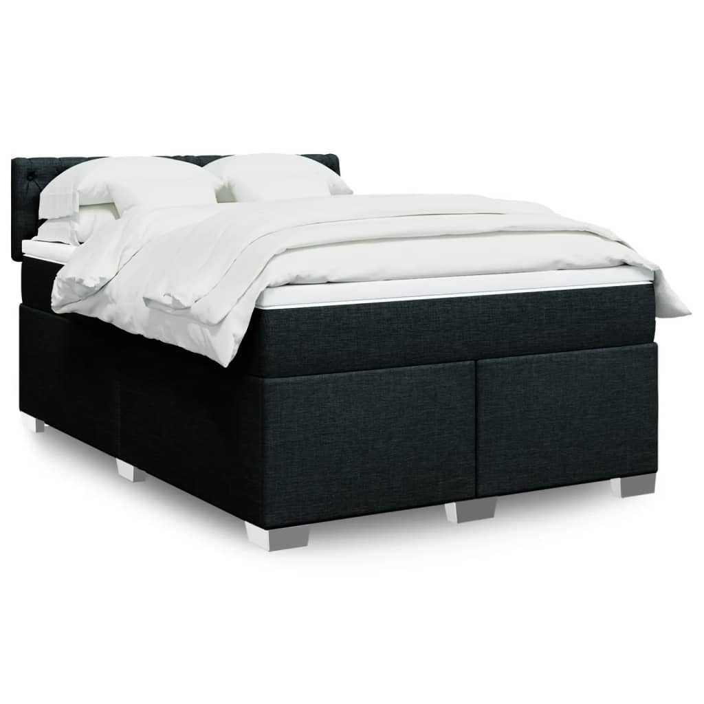 Boxspring met matras stof zwart 140x200 cm – afbeelding 1
