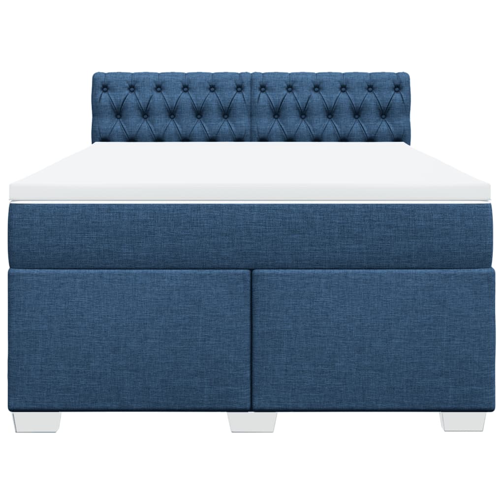 Boxspring met matras stof blauw 140x200 cm – afbeelding 6
