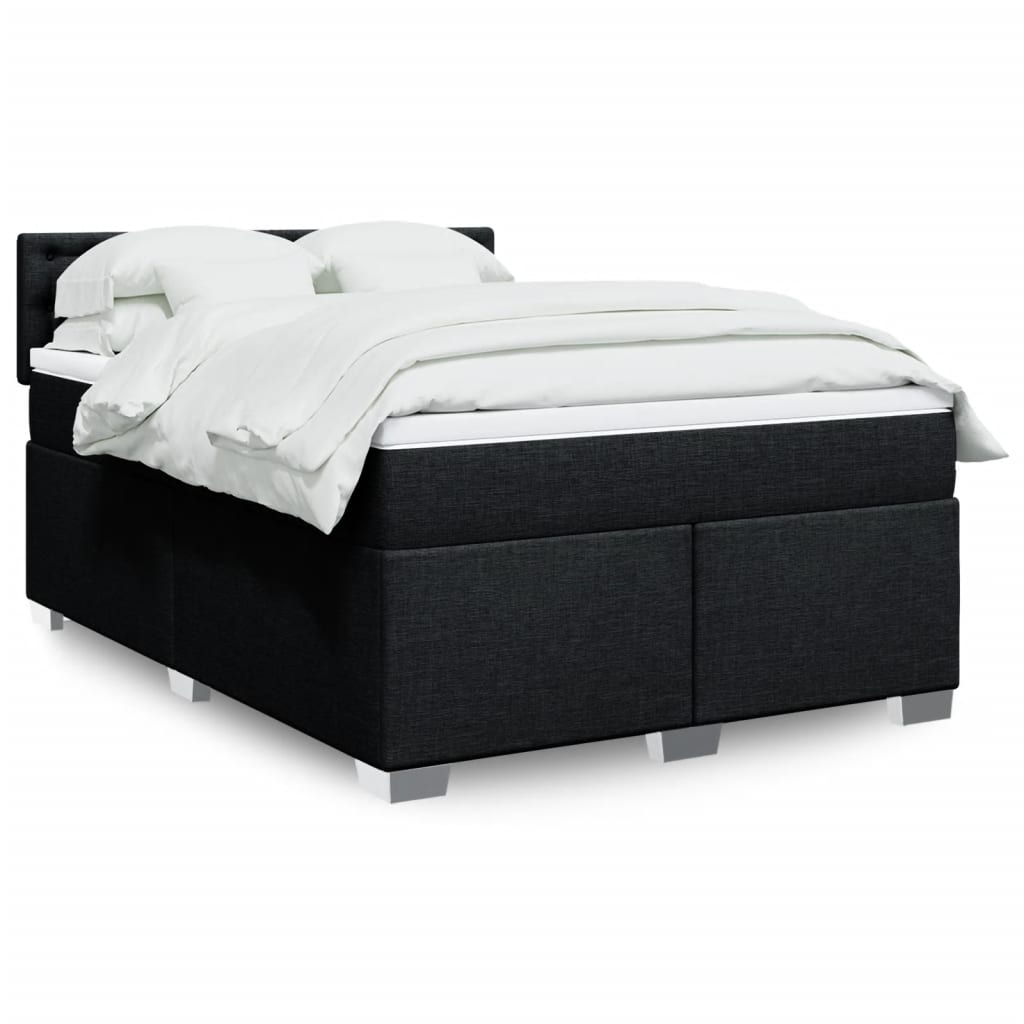 Boxspring met matras stof zwart 140x200 cm – afbeelding 1