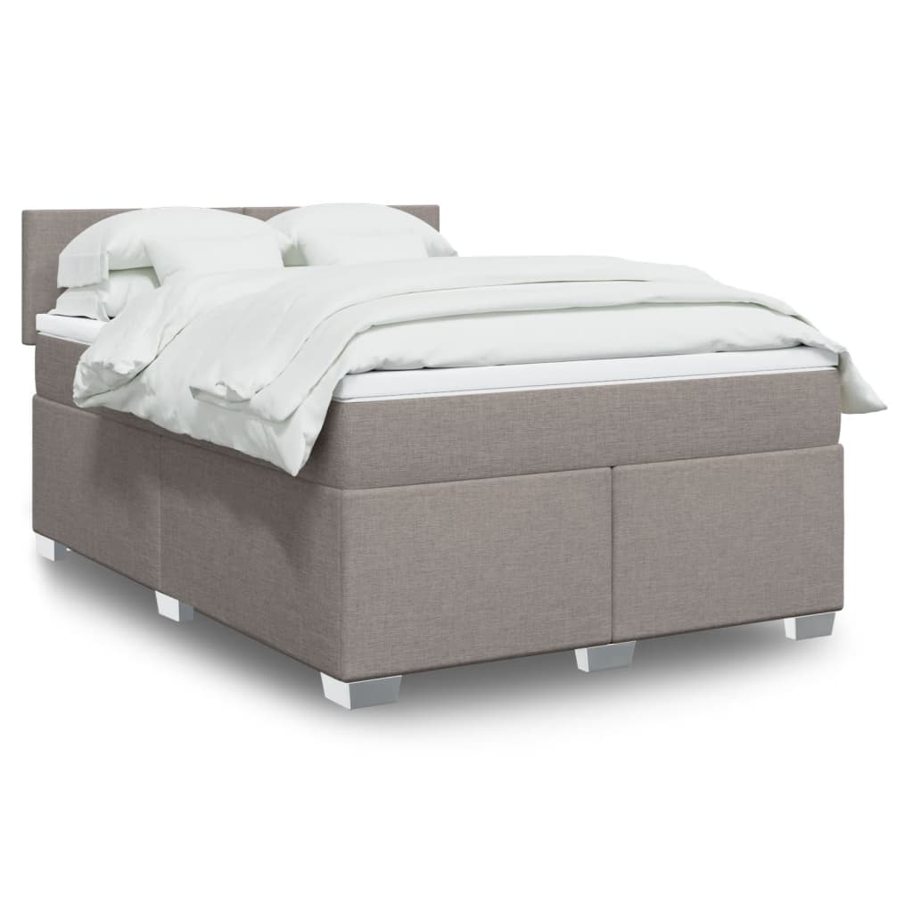 Boxspring met matras stof taupe 160x200 cm – afbeelding 1