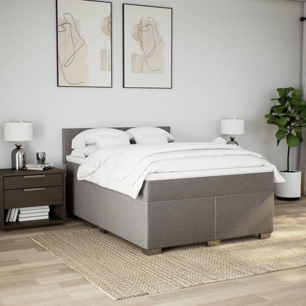 Boxspring met matras stof taupe 160x200 cm – afbeelding 4