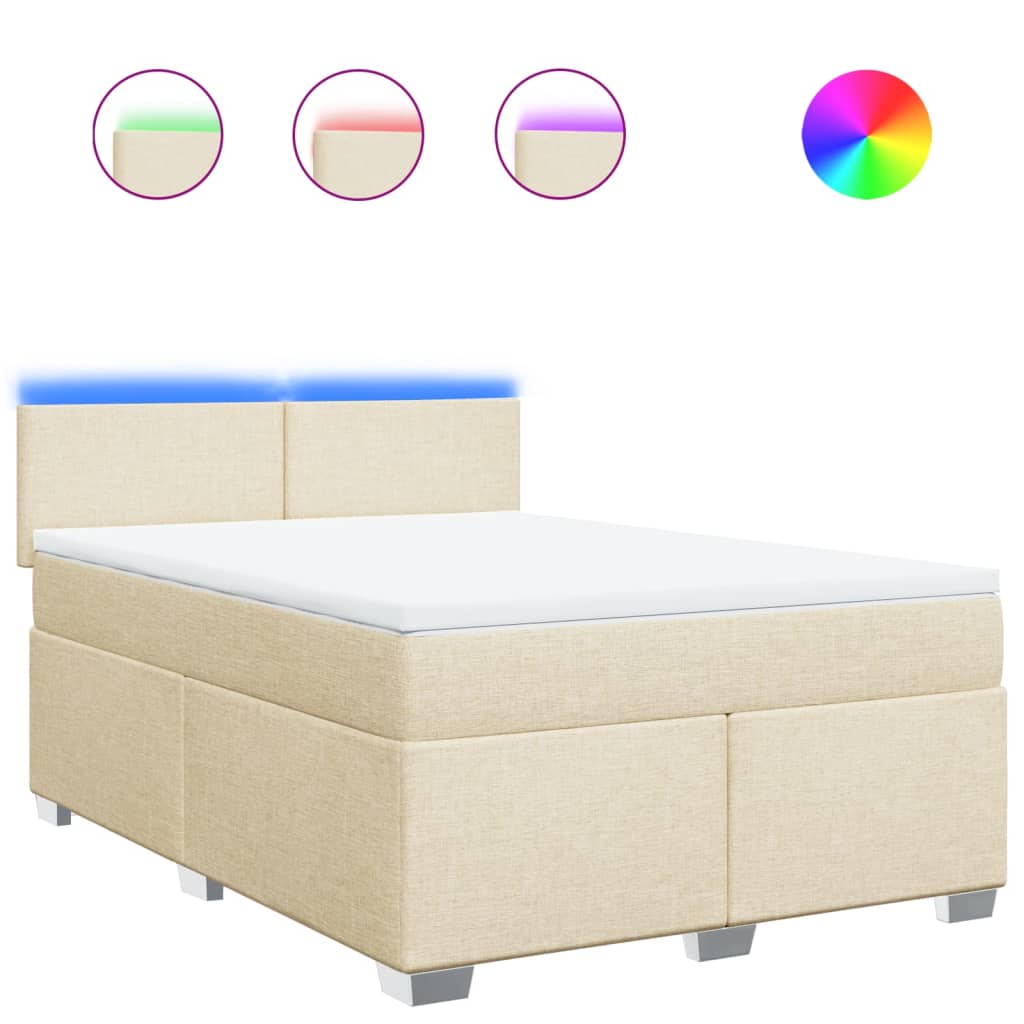 Boxspring met matras stof crèmekleurig 160x200 cm – afbeelding 2