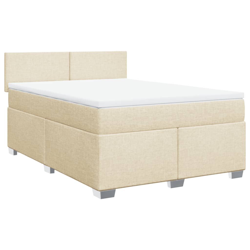 Boxspring met matras stof crèmekleurig 160x200 cm – afbeelding 3