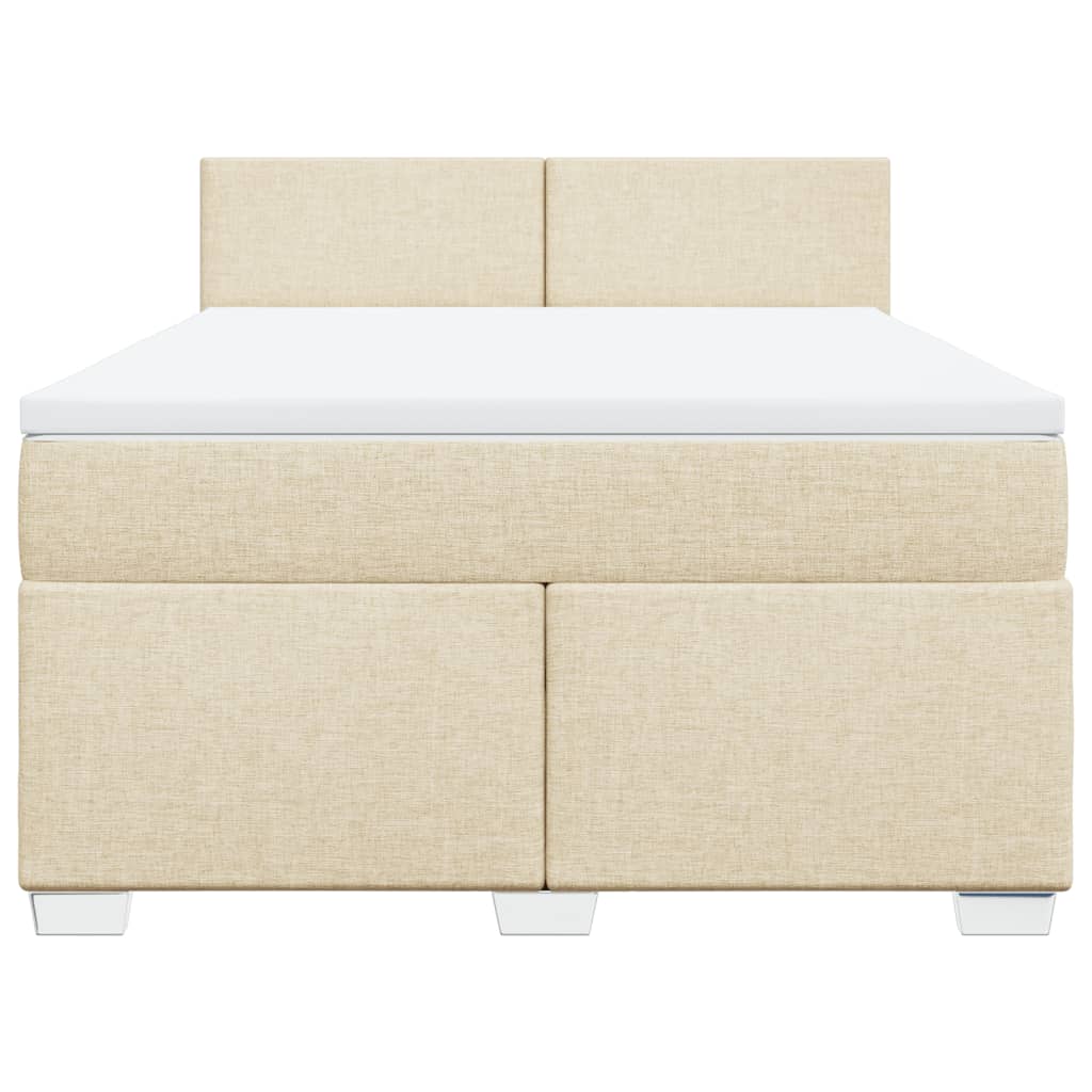 Boxspring met matras stof crèmekleurig 160x200 cm – afbeelding 6