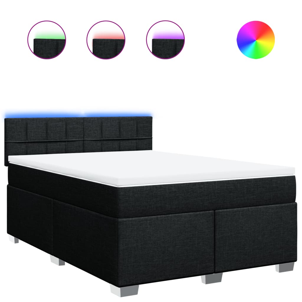 Boxspring met matras stof zwart 160x200 cm – afbeelding 2
