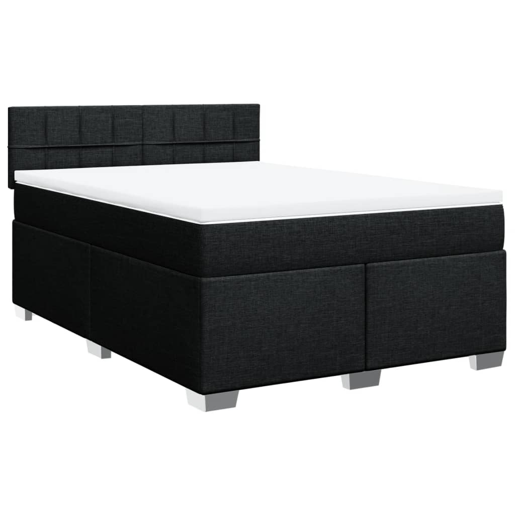 Boxspring met matras stof zwart 160x200 cm – afbeelding 3