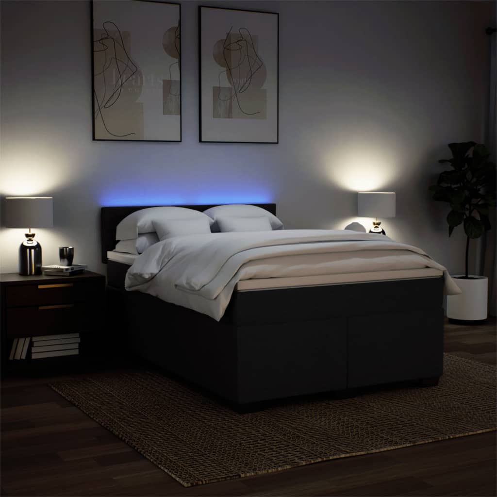 Boxspring met matras stof zwart 160x200 cm – afbeelding 5