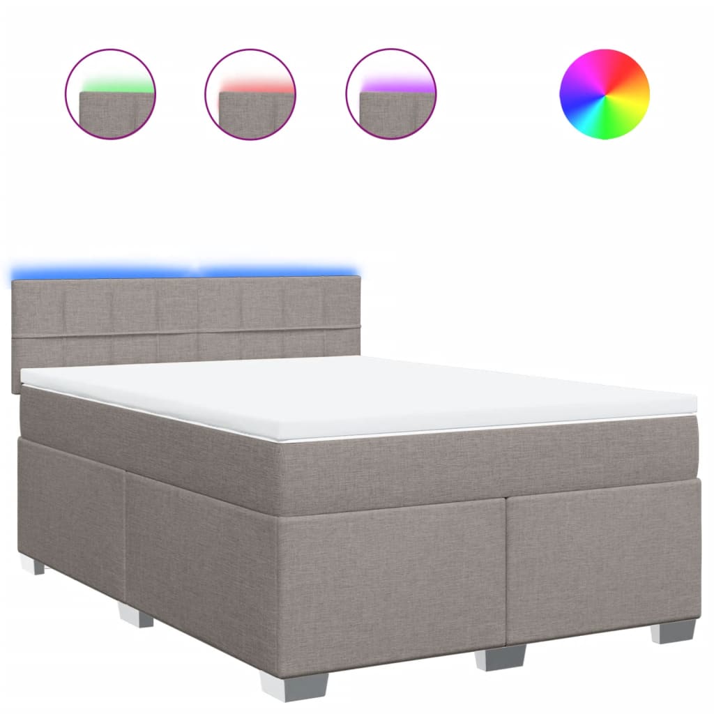 Boxspring met matras stof taupe 160x200 cm – afbeelding 2
