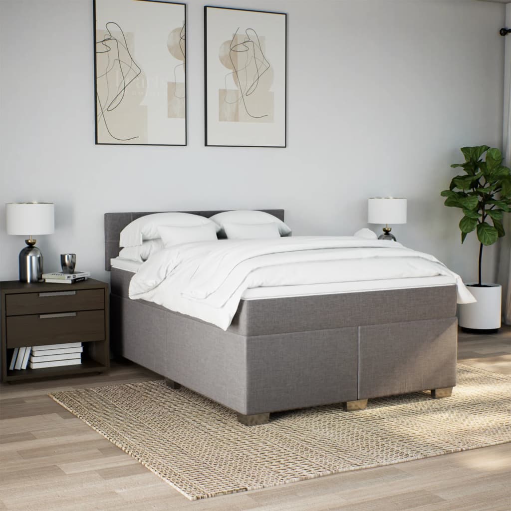 Boxspring met matras stof taupe 160x200 cm – afbeelding 4