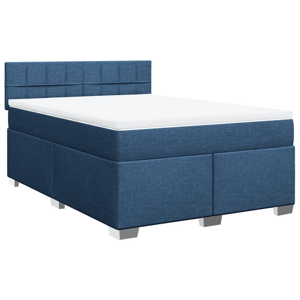 Boxspring met matras stof blauw 160x200 cm – afbeelding 3