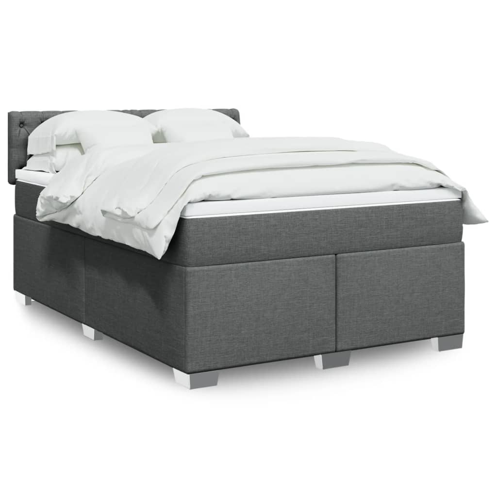 Boxspring met matras stof donkergrijs 160x200 cm – afbeelding 1