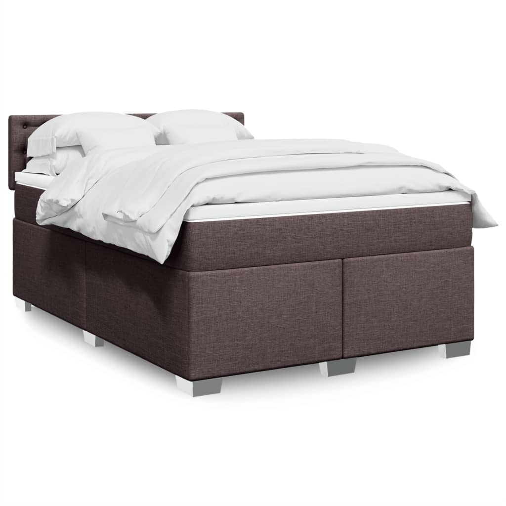 Boxspring met matras stof donkerbruin 160x200 cm – afbeelding 1