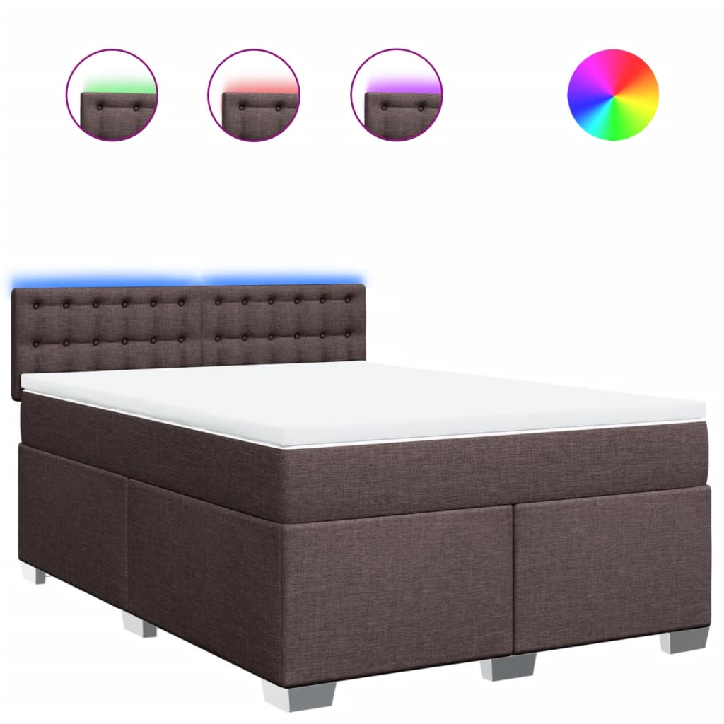 Boxspring met matras stof donkerbruin 160x200 cm – afbeelding 2