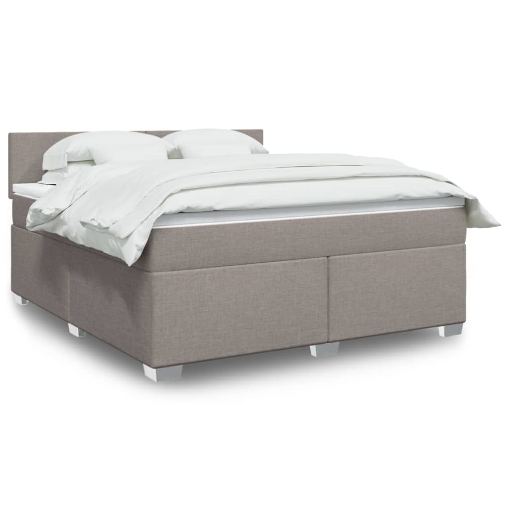 Boxspring met matras stof taupe 180x200 cm – afbeelding 1