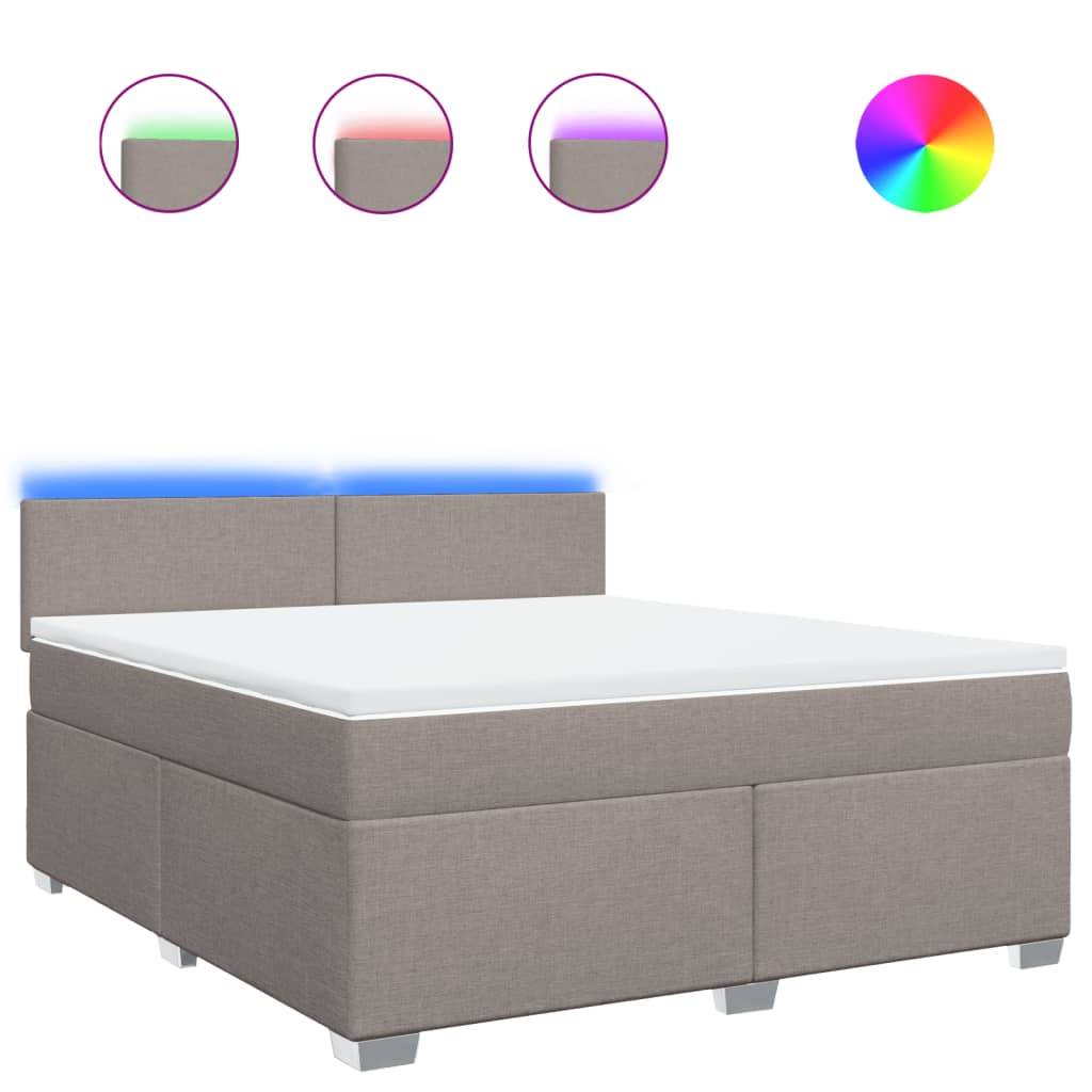 Boxspring met matras stof taupe 180x200 cm – afbeelding 2