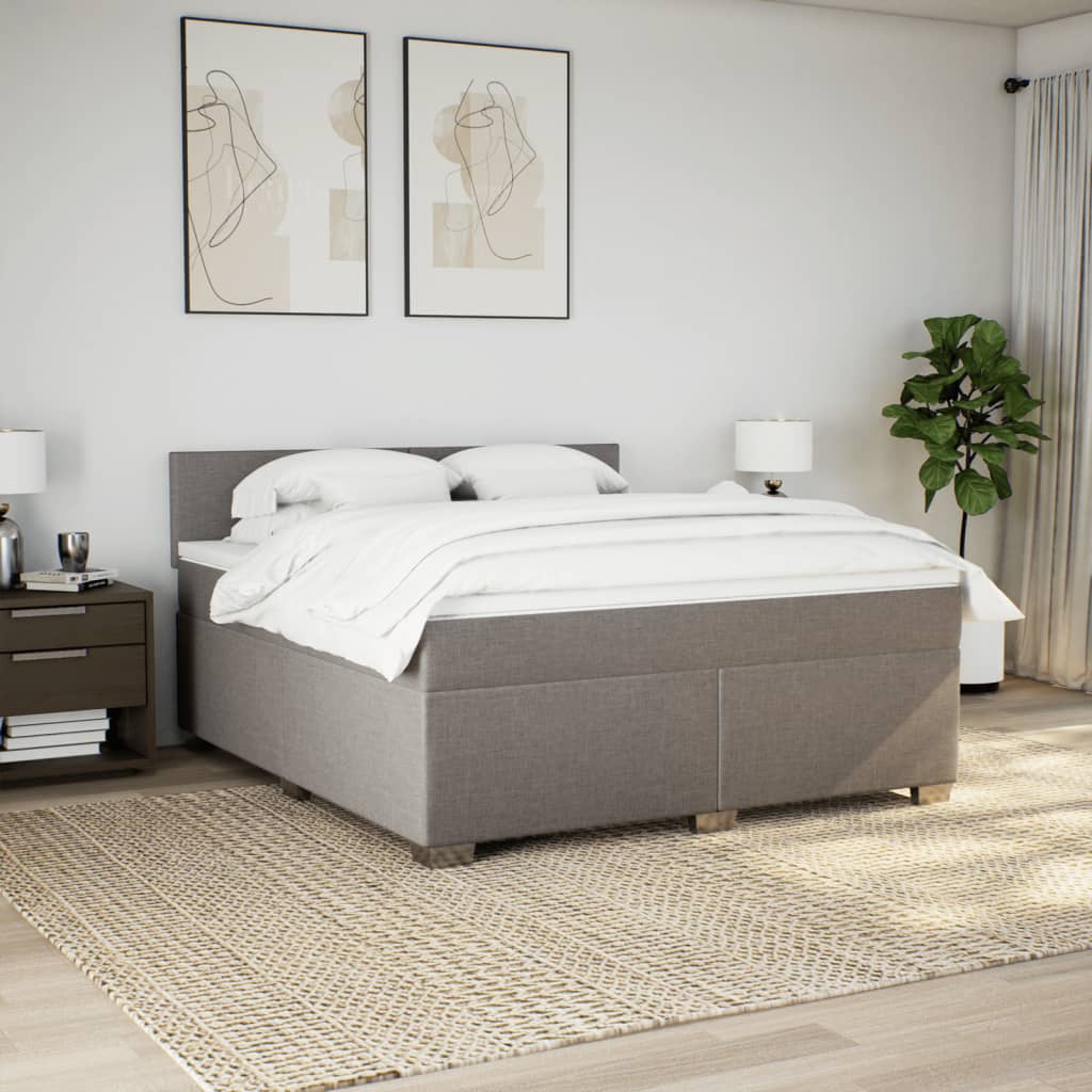 Boxspring met matras stof taupe 180x200 cm – afbeelding 4