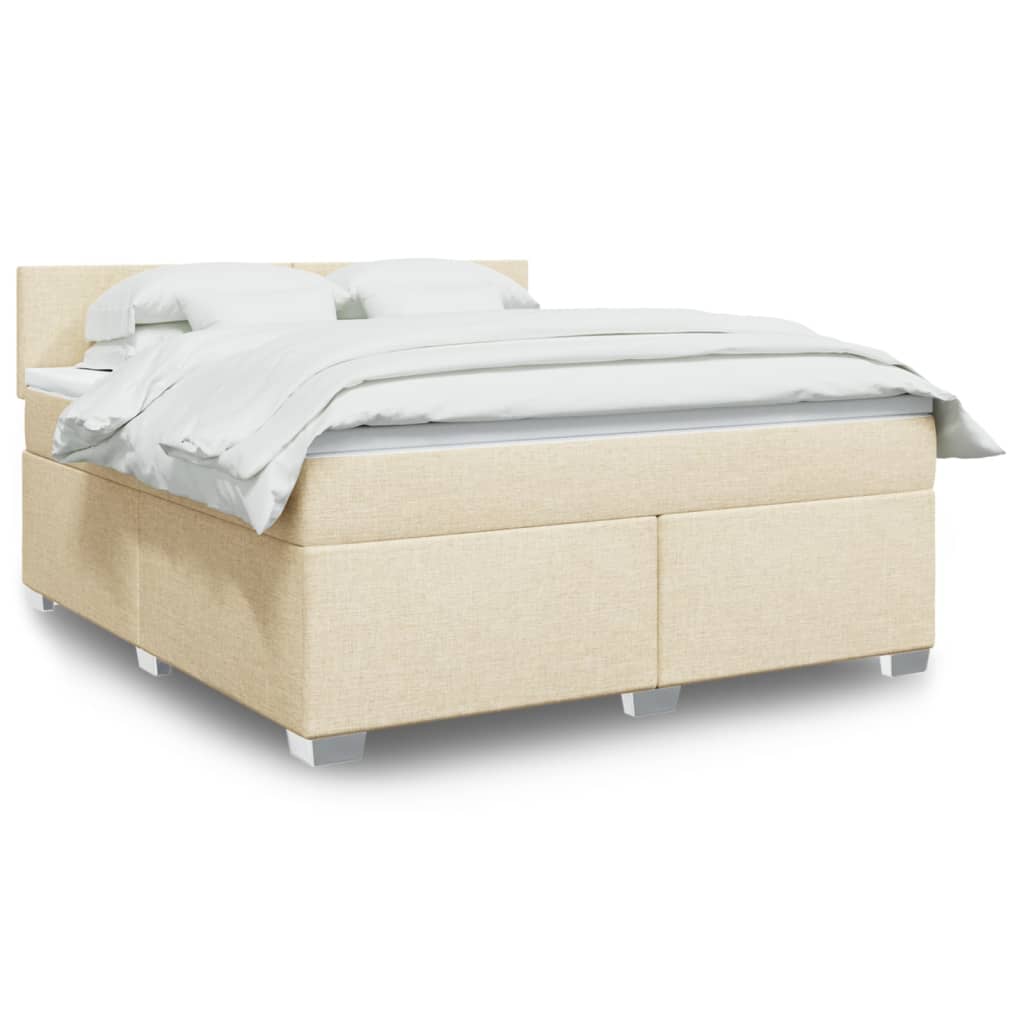 Boxspring met matras stof crèmekleurig 180x200 cm – afbeelding 1