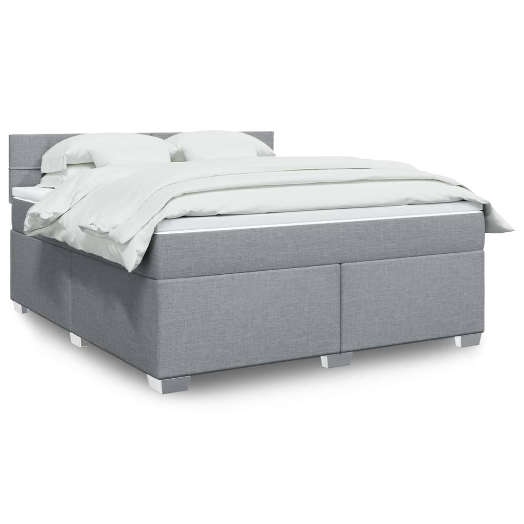 Boxspring met matras stof lichtgrijs 180x200 cm – afbeelding 1