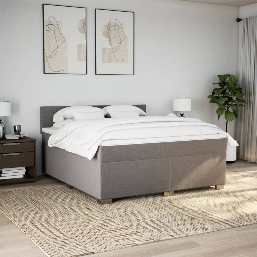 Boxspring met matras stof taupe 180x200 cm – afbeelding 4