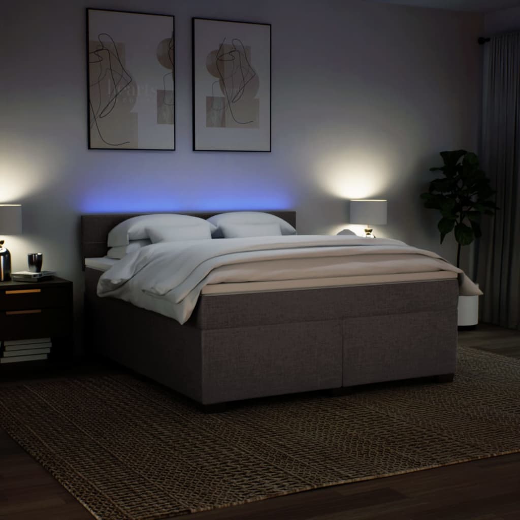 Boxspring met matras stof taupe 180x200 cm – afbeelding 5