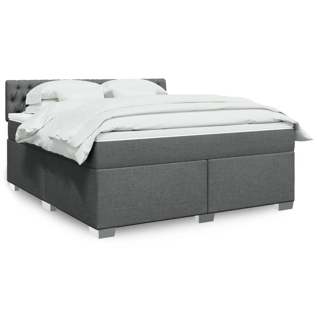 Boxspring met matras stof donkergrijs 180x200 cm – afbeelding 1