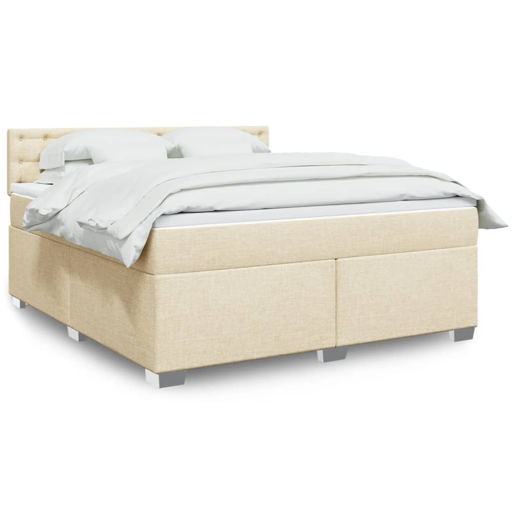 Boxspring met matras stof crèmekleurig 180x200 cm – afbeelding 1