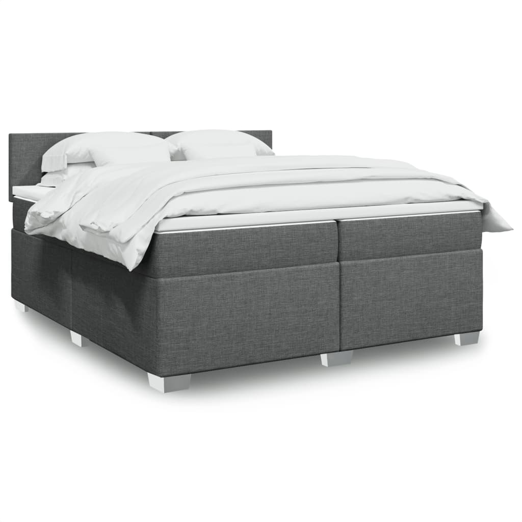Boxspring met matras stof donkergrijs 200x200 cm – afbeelding 1